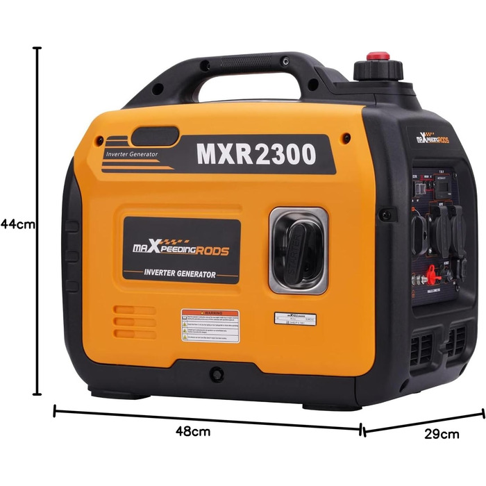 Інверторний генератор maXpeedingrods потужністю 2300 Вт, надзвичайно тихий портативний для кемпінгу на свіжому повітрі, автофургона, легкий 4-тактний аварійний генератор, бензиновий для подорожей, гаража, каравану з USB та розетками 230 В, помаранчевий 23