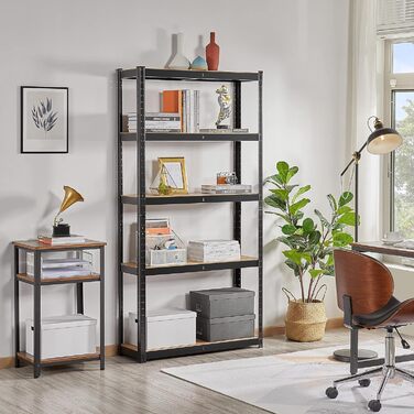 Полиця для зберігання Yaheetech для важких умов експлуатації з регульованими полицями з МДФ, органайзер-стелаж для гаража, вітальні, кухні, підвалу 90x30x180 см/чорна