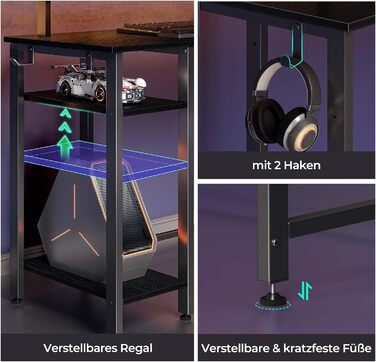 Г-подібний стіл Rolanstar, 134,5 x 117,5 x 86,9 см, метал / дерево, чорний