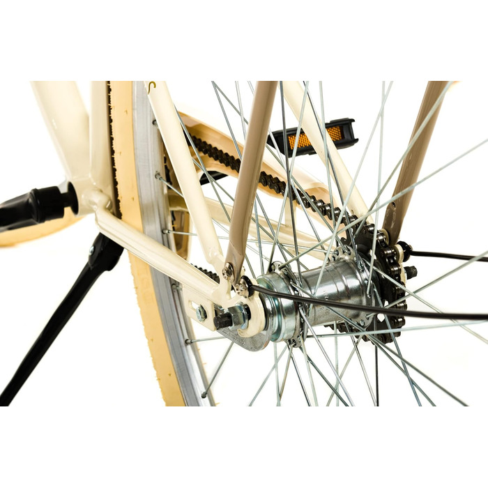 Жіночий міський велосипед MILORD Comfort з плетеним кошиком, вінтажний, 26, 28 дюймів, 1 швидкість, кремово-коричневий, 28 дюймів