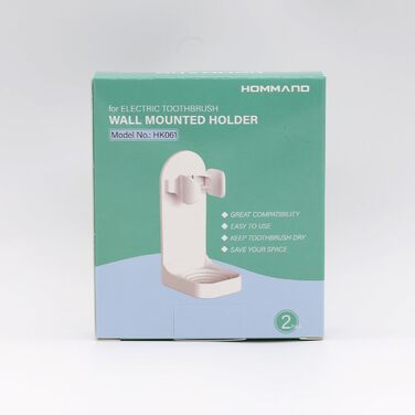 Електричний тримач для зубних щіток HOMMAND 2 Pack для настінного кріплення, міцний тримач для електричних зубних щіток, регульова