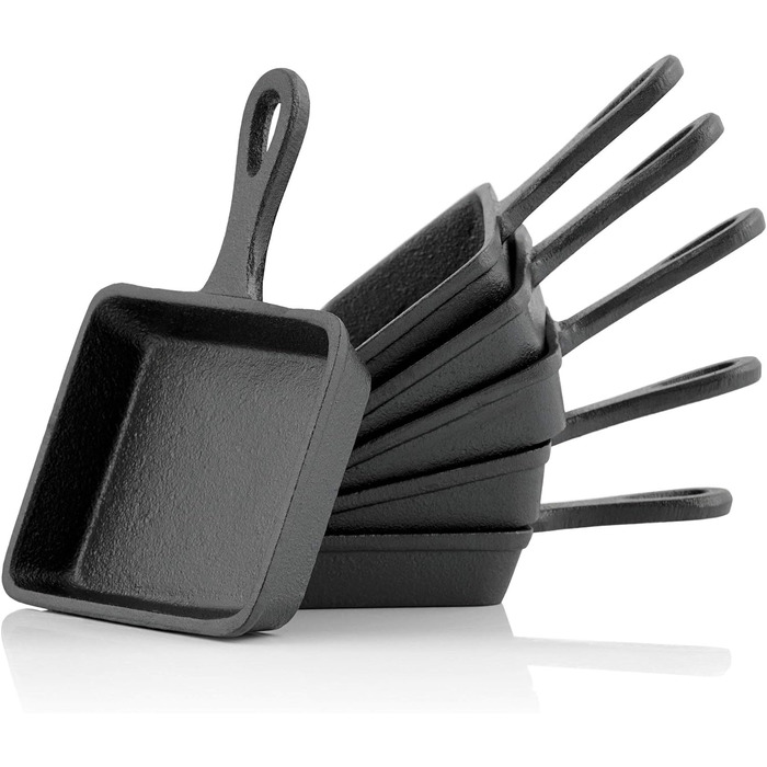 Чавунні сковороди для раклету BBQ-Toro (6 шт. ) 12,5 х 18 см вже згоріли - попередньо приправлені Змінні сковороди для раклету, сковороди для сервіровки, аксесуари для гриля, чавунні сковороди, сковороди-гриль