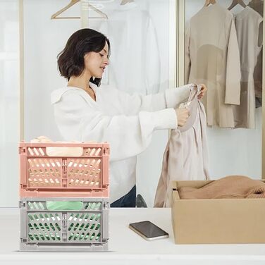 Набір складаних ящиків Bocguy з 4 предметів, міцні пластикові складні коробки, складні кошики для зберігання, штабелювані складні ящики для зберігання на кухні, в спальні, кабінеті, офісі, саду (30,5 * 20 см * 12 см) M - 30 * 20 * 12 см 4 кольори