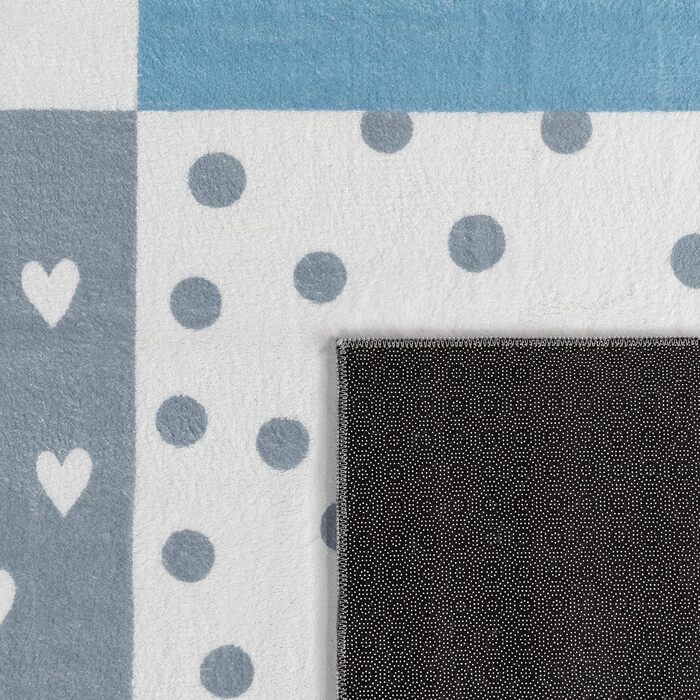 Дитяча кімната дитячий килим ігровий килим з коротким ворсом нековзний корона серця крапки сонце веселка літери, розмір 140x200 см