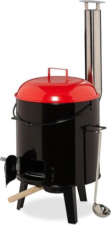 Казан для гуляшу, емальований, казан для гуляшу з кришкою, 14 літрів, з решіткою-гриль, для польової кухні на відкритому повітрі,