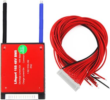Літієва батарея, плата захисту BMS з балансиром, 16S 48V 20A LiFePO4