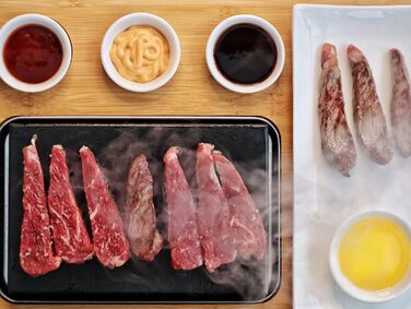 Набір страв Лавовий камінь (7 предметів) Набір з гарячим каменем, тарілками та мисками для занурення на практичній дерев'яній дошці Стейк Стоун, Стейк Стоун, Гарячий кам'яний стейк, Гриль Стоун модель 2 7 шт.