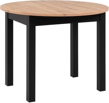 Круглий розкладний обідній стіл Newfurn 100140 см сучасний функціональний стіл з дикого дуба, скандинавський дизайн, стабільний та гнучкий для їдальні. Антрацит / Дикий дуб. Круглий 100-140 см.