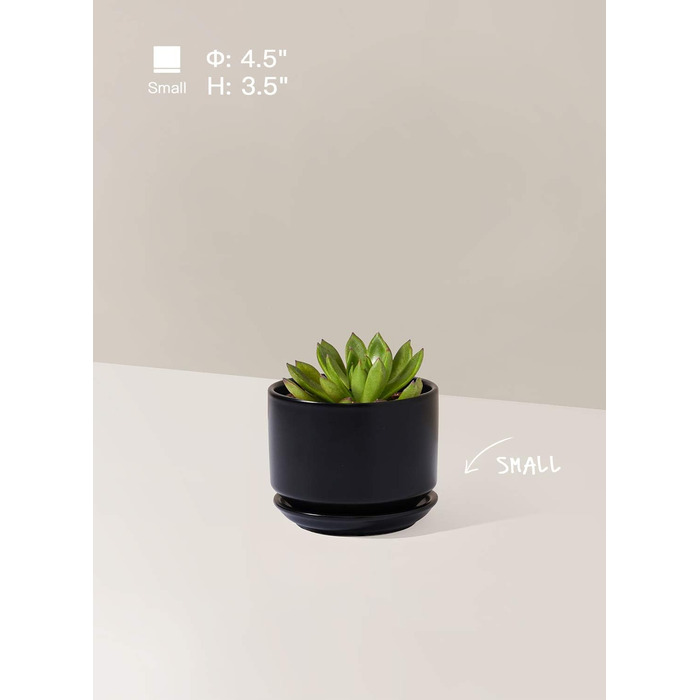 Набір з 3 керамічних квіткових горщиків, діаметром 111317 см, набір для невеликих кашпо, квітковий горщик для кімнатних рослин з блюдцем та дренажним отвором, чорний