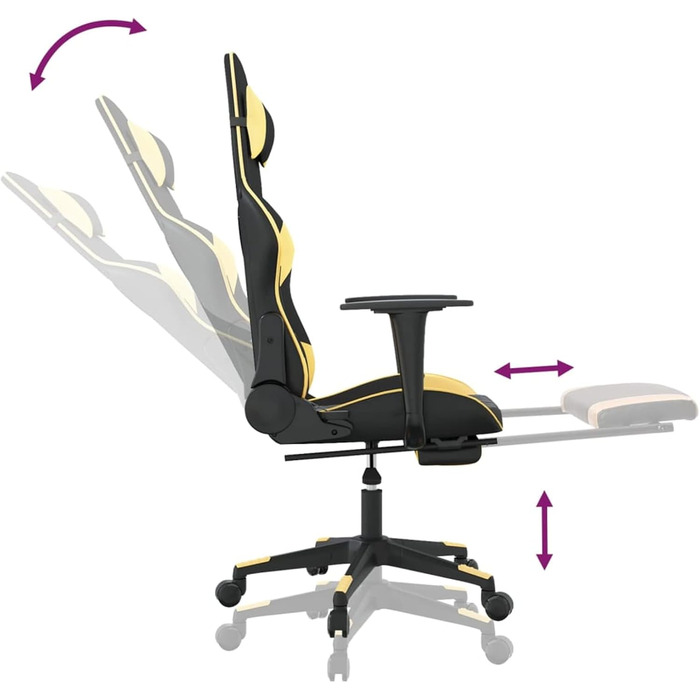 Ігрове крісло з підставкою для ніг, крісло для ПК, ігрове крісло, крісло для геймерів, крісла для ігор, крісла для кабінету, крісло для Playstation, комп&39ютерне крісло, чорно-золота штучна шкіра