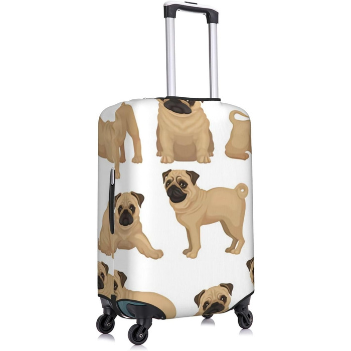 Чохол для валізи Мопс-цуценя, еластичний захист від подряпин, розмір M, чорний, 85 см