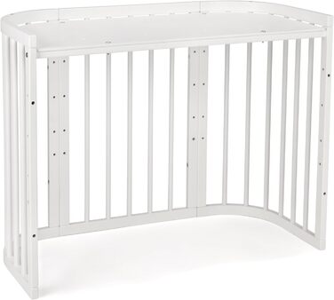 Дитяче ліжко Waldin 5-в-1, дерев&39яне приліжкове ліжечко, матрац, вентильоване, регульована основа у 5 положеннях, біле дерево (комплект тканини не входить до комплекту)