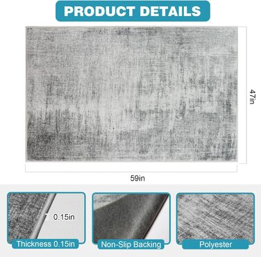 Захисний килимок для офісних стільців, 120x150 см, килимок для офісного стільця, захисний килимок для твердої підлоги, нековзний килимок для офісного стільця, килимок для твердої підлоги, ламінат та плитка, 120 x 150 см, сіра текстура