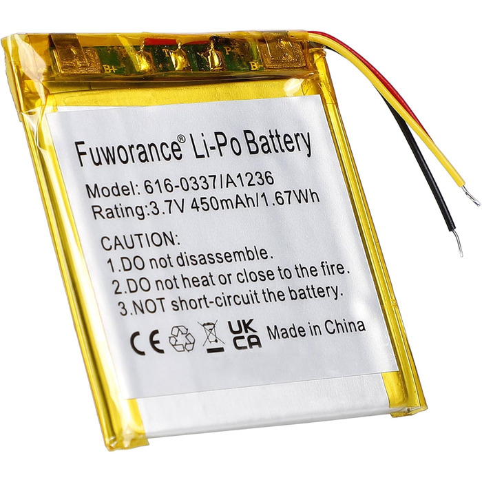 Акумулятор A1236 616-0337 ємністю 450 мАг 3,7 В, сумісний з iPod Nano 3rd G3 4 ГБ 8 ГБ 616-0311, 616-0333, музичним плеєром та відеоплеєром, літій-полімерний акумулятор ємністю 1,67 Втгод
