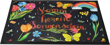 Килимок для дверей Mr. & Mrs. Panda &quotCome In Sunshine&quot 40 x 60 см - Подарунок, Позитивний вислів, Ніч, Килимок для дверей, Мудрість, Мотивація, Килимок для бруду, Прикраса, Килимок для лову бруду, Квіти, Килимок для дверей Чорний 40 x 60 см (Прямо