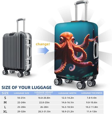 Чохол для валізи Октопус, міцний захист для багажу розміром 45.7-81.3 см, чорний, малий