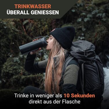 Професійна пляшка з фільтром для води Bachgold 650 мл з обємом фільтра 1500 л I видаляє 99,99 усіх бактерій і фільтрує віруси, частки та важкі метали I Затемнює та захищає від криз