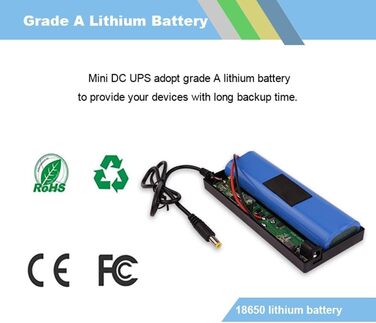 Міні UPS Джерело безперебійного живлення DC 12V 3A для роутерів, систем контролю доступу, відеоспостереження. Компактний корпус ABS 138x60x24 мм.