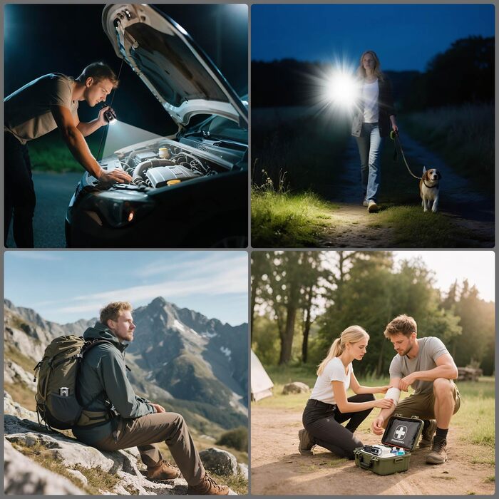 Акумуляторний світлодіодний ліхтарик JAY-PARK, 500 000 люменів з акумулятором 10800 мАг та РК-індикатором рівня заряду, надзвичайно яскравий, 5 режимів освітлення, масштабування, потужний, водонепроникний ліхтарик IPX7 для кемпінгу, походів, матово-чорний