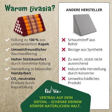 Надзвичайно висока подушка для спини livasia - 38x55x35 см - Трикутна подушка для саду та балкону, клиноподібна подушка з капоком, подушка для підтримки ніг, ручної роботи, подушка для медитації (помаранчева)