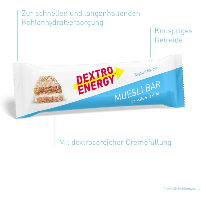 Йогуртовий батончик DEXTRO ENERGY Muesli - 25x35 г (25 шт.) - Смачний злаковий батончик як альтернатива шоколадним батончикам, для швидкого та тривалого постачання вуглеводів. Йогурт одинарний