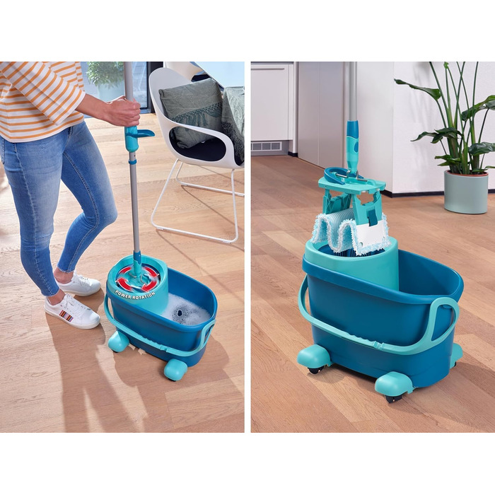 Плоска швабра Ergo 2.0 на коліщатках, підлогова швабра з покриттям Supersoft для вологого прибирання паркету, ламінату та натураль