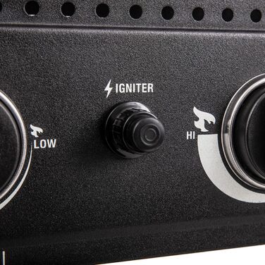 Газовий гриль-планча Char-Griller Flat Iron на 3 пальники, складаний гриль із керамічною сталевою поверхнею, вітрозахистом, 3355 см, чорний
