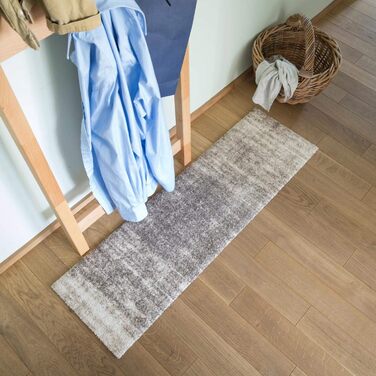 Килимок для дверей Salonloewe Ronny Stripes Taupe 35x120 см Можна прати та сушити в сушильній машині Нековзний та легкий у догляді, для використання в приміщенні, виготовлений з гуми та поліаміду