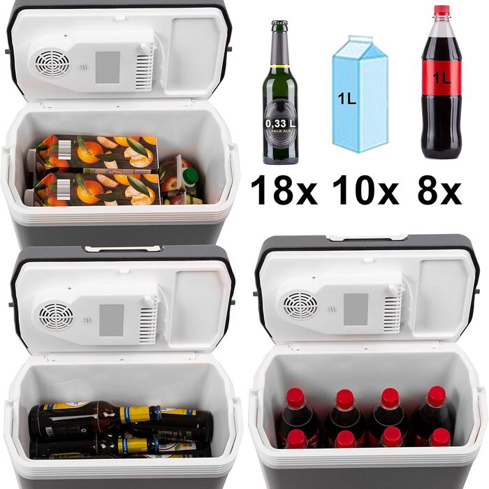 Літровий термоелектричний холодильник з USB-портом для зарядного пристрою, охолодження та обігрів 12 В/230 В, тихий кемпінговий холодильник для легкових та вантажних автомобілів, 24-