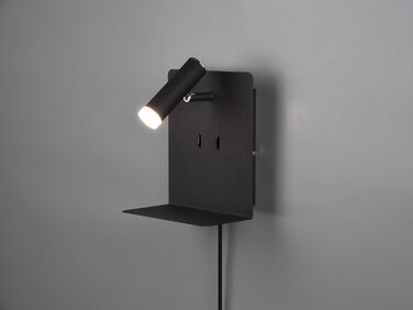 Стільний настінний LED-світильник Trio Leuchten Element 222570232, матовий чорний метал, 1 x 3 Вт, з USB-портом для зарядки