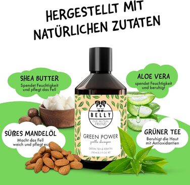 Шампунь для собак Belly Anti-Odor - 250 мл - Зволожувальний та заспокійливий шампунь для собак на основі зеленого чаю та алое вера, нейтральний pH, веганський, без силіконів та парабенів, аромат зеленого чаю