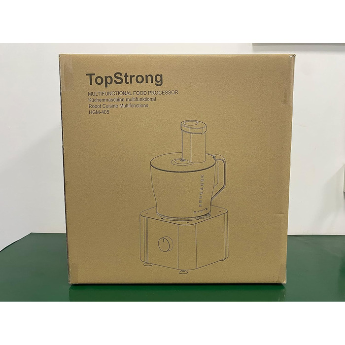 Кухонний комбайн TopStrong 1100 Вт, багатофункціональний кухонний комбайн, 11 функцій комбайн для кухонного подрібнювача, чаша 3,2 л і контейнер 1,5 л, міні-подрібнювач, оновлений ріжучий диск, соковижималка для цитрусових, лезо для подрібнення тіста сіро