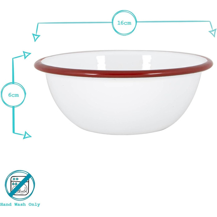 Аргонові столові прибори Білі емальовані миски - 16 см - 6 кольорів