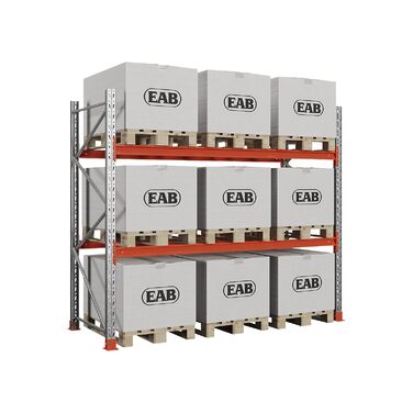 Палетні стелажі просторові оцинковані/помаранчеві ВxШxГ 2500 x 2930 x 1100 мм Навантаження на полицю 1650 кг Базовий блок
