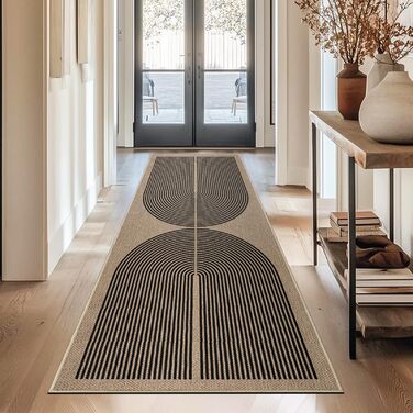 Килимова доріжка Capsulpad для передпокою 80x200 см, кухонний килим з джутовим ефектом, натуральний килим, що миється, чорний, нековзка, кухонна доріжка для коридору, кухні, спальні, балкону, чорного кольору 80 x 200 см (прямокутна)