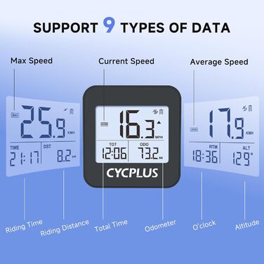 Велокомп'ютер CYCPLUS G1 GPS, Оновлений, IPX6, Пластик/Електроніка, Чорний