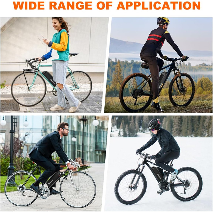 Акумулятор для електровелосипеда 36V / 48V (10Ah – 22.5Ah) із зарядним пристроєм, замком та індикатором заряду