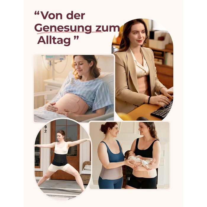 Післяпологовий пояс для живота Momcozy Ergowrap, 3D компресія та підтримка спини для відновлення після кесаревого розтину, безшовний пояс для живота для щоденного носіння та спорту, невидима коригуюча білизна після пологів (короткий, XL) XL Short-Skin Pin