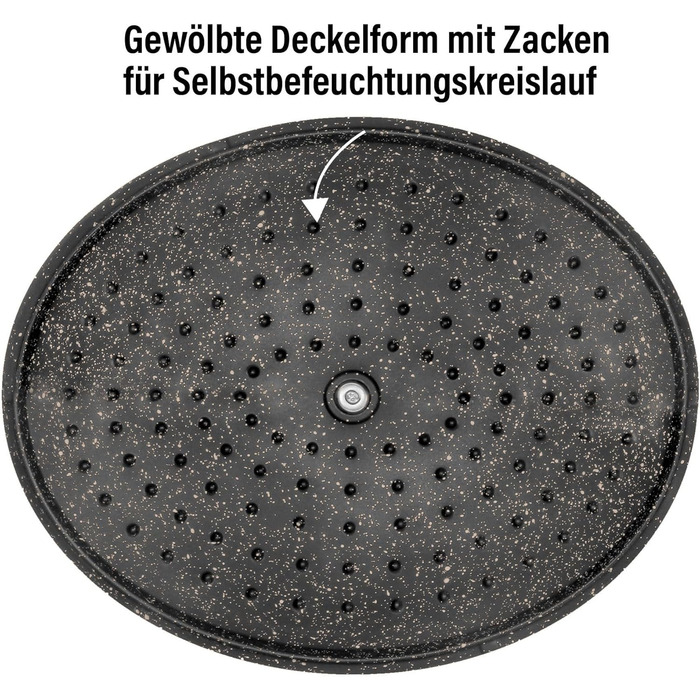 Каструля для запікання з кришкою індукційна 32 см, 6,6 л, лита алюмінієва каструля, покрита частинками справжнього каменю, каструл