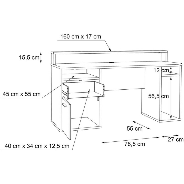Ігровий стіл Forte Tezaur, 160 x 91 x 72 см, дерев'яний композит, чорний матовий