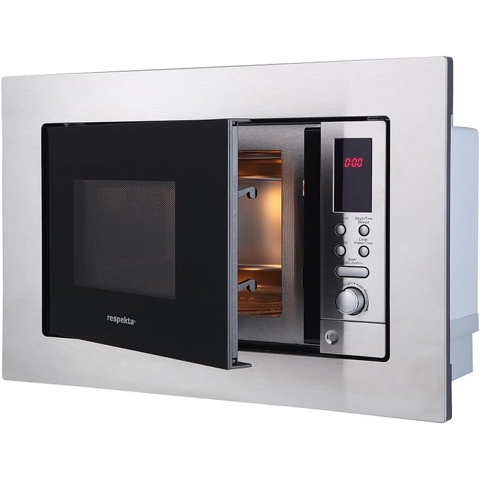 Вбудована мікрохвильова піч MW800 / Мікрохвильова піч 20 л з грилем / Мікрохвильова піч 800 Вт / Гриль 1000 Вт / 5 рівнів потужності / Цифровий таймер / 38 x 56 x 50 см Монтажні розміри (В x Ш x Г) Одинарний