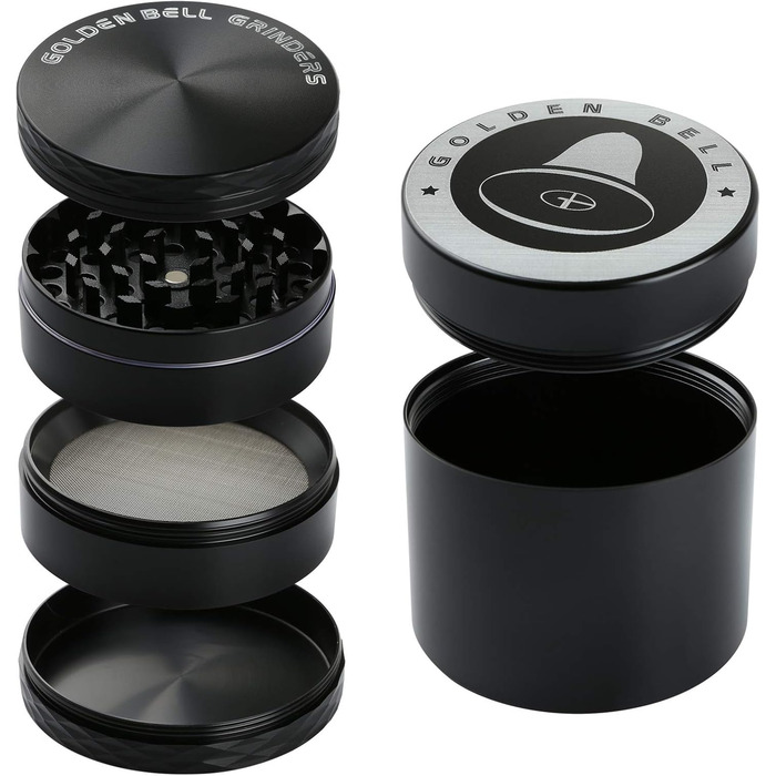 Подрібнювач пилку LIHAO для Spice Herbs Spices Herb Набір з 4 предметів зі скребком для пилку (чорний) (подрібнювач з коробкою)