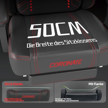 Ергономічне ігрове крісло з регульованою спинкою та функцією повороту на 360 - Офісне крісло для дорослих/молоді 150 кг, тканинне крісло з ПК червоного кольору для домашнього офісу/ігор