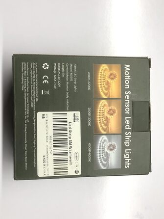 Світлодіодна стрічка RGH з детектором руху, 5-метрова тепла біла світлодіодна стрічка самоклеюча з функцією хронометражу для шафи, кухні, вітальні, спальні, сходів, 3000K