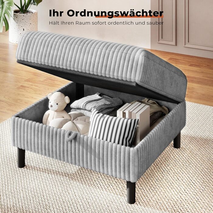 Місний L-подібний диван з регульованою оттоманкою для зберігання речей, кутовий диван з функцією сну, модульний диван, вельветовий диван, дерев&39яний каркас, глибоке сидіння, ідеально підходить для вітальні, сірий, 200