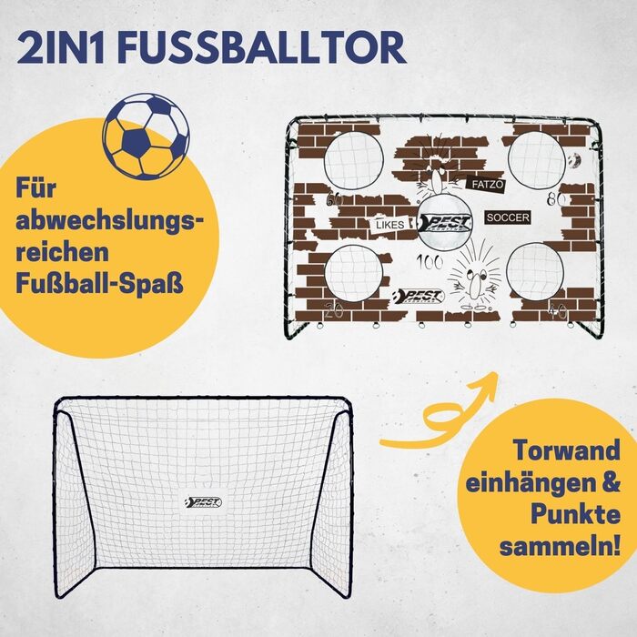 Найкращі спортивні футбольні ворота зі стінкою-мішенню Футбольні ворота 213 см x 152 см Дитячі футбольні ворота з різними кольоровими дизайнами Високоякісні дитячі ворота з сіткою, стінкою-мішенню та кілочками Футбольні ворота Fatzo