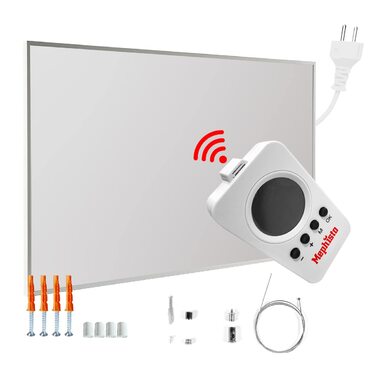 Інфрачервоний обігрівач Mephisto, настінний/стельовий окремостоячий обігрівач, енергозберігаючий електричний обігрівач, включає пульт дистанційного керування та термостат, керування через Wi-Fi додаток, 300-1200 Вт, вихідна потужність 800 Вт, аксесуари ко