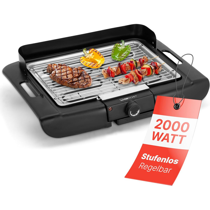 Настільний гриль Clatronic Барбекю електричний гриль ідеально підходить для балкона та кухні поверхня гриля 35 x 24 см електричний