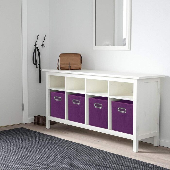 Тканинний контейнер для зберігання Powerking, 6 складних тканинних кубиків-органайзерів з металевою ручкою для шафи та зберігання іграшок, фіолетовий