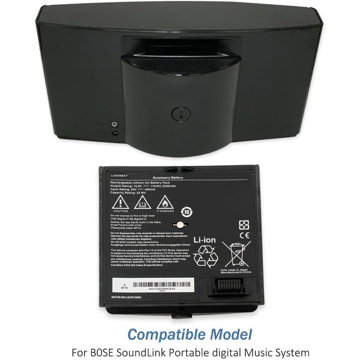 Батарейка 4ICR19/66, сумісна з портативною цифровою музичною системою Bose SoundDock, серії SoundLink Air, 16,8 В, 32 Втгод, 300769-003 300769-001 300769-002 300769-004 300770-001